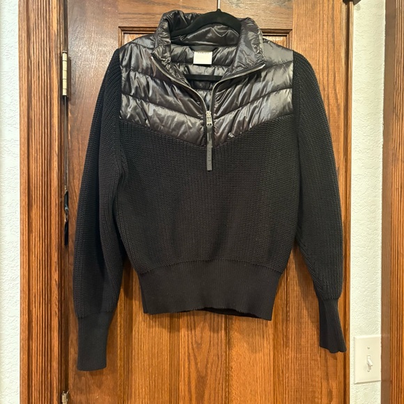 Varley $228 Daines Half-Zip Combination Knit Quilted Pullover Black S P2P 19-21” - Picture 3 of 16